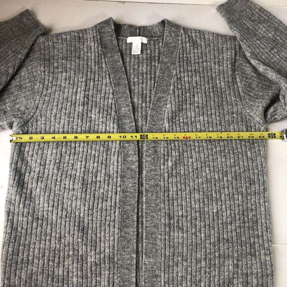 H&M Women’s Ribbed Open Front Cardigan Oversized Wool Blend Gray Size Small - Picture 5 of 16